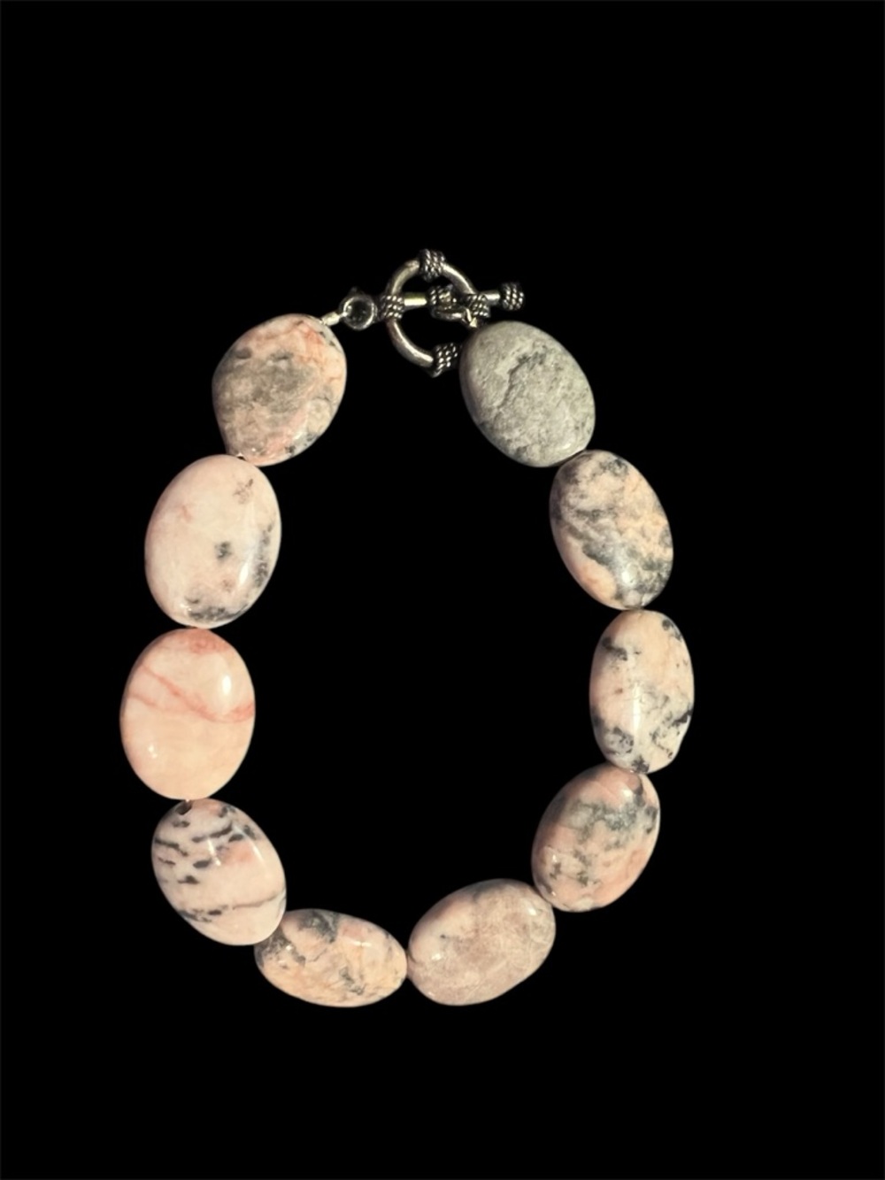 Natural Pink and Gray Stone Beaded Bracelet